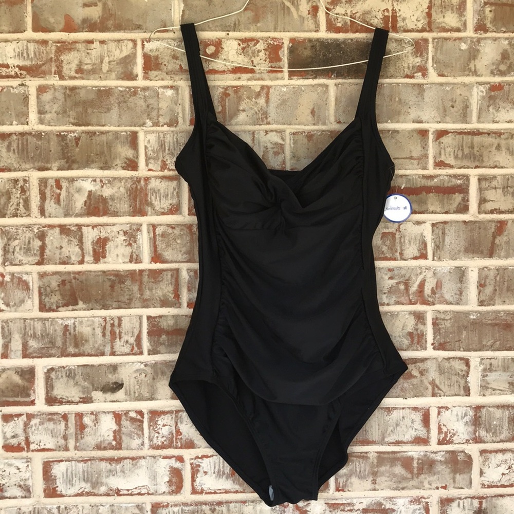 Swimsuits For All Black Ruched One-piece Swimsuit